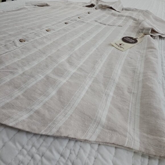 Panama Jack Linen Blend Shirt Men's Size L Beige Stripe NEW Button-Up Collared - Picture 2 of 14